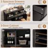 Giantex Sideboard Buffet Server Storage Cabinet Console Table Home Kitchen Dining Room Furniture Entryway Cupboard with 2 Cabinets and 3 Drawers Adjustable Shelves, Gray(Brown)