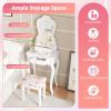 Giantex Small Vanity Desk Set, White Makeup Vanity Table with Mirror, Cushioned Stool, 3 Storage Drawers, 20 inch Girls Dressing Table for Small Space Bedroom(White)