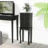 Giantex Standing Jewelry Armoire Cabinet with 4 Drawers, Flip Top Mirror, Top Storage Compartments, 2 Side Doors with 8 Necklace Hooks, Freestanding Jewelry Organizer Box Chest (Black)(Black)
