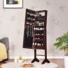 Giantex Standing Jewelry Armoire with 18 LED Lights Around the Door, Large Storage Mirrored Jewelry Cabinet with Full Length Mirror, 16 Lipstick Holders, 1 Inside Makeup Mirror (White)(Brown)