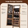 Giantex Standing Jewelry Armoire with 18 LED Lights Around the Door, Large Storage Mirrored Jewelry Cabinet with Full Length Mirror, 16 Lipstick Holders, 1 Inside Makeup Mirror (White)(Rustic Brown)