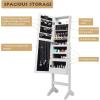 Giantex Standing Jewelry Armoire with 18 LED Lights Around the Door, Large Storage Mirrored Jewelry Cabinet with Full Length Mirror, 16 Lipstick Holders, 1 Inside Makeup Mirror (White)(White)