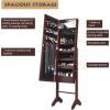 Giantex Standing Jewelry Armoire with 18 LED Lights Around the Door, Large Storage Mirrored Jewelry Cabinet with Full Length Mirror, 16 Lipstick Holders, 1 Inside Makeup Mirror (White)(Brown)