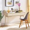 Giantex Vanity Desk Makup Table with Large Drawer, Storage Shelves, Wooden Writing Desk Computer Workstation for Home Office Bedroom Apartment Small Space(Natural)