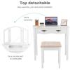 Giantex Vanity Set Makeup Table with Stool, Dressing Tables with 4 Drawers, Tri-Folding Mirror, Large Mirrored Room Vanity Desk for Bedroom Bathroom Padded Seat Chair Vanities, White
