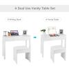 Giantex Vanity Set with Flip Top Mirror and Cushioned Stool, Makeup Dressing Table Writing Desk with 2 Drawers & 3 Removable Organizers, Makeup Table Set Easy Assembly, White(White)