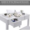 Giantex Vanity Set with Flip Top Mirror and Cushioned Stool, Makeup Dressing Table Writing Desk with 2 Drawers & 3 Removable Organizers, Makeup Table Set Easy Assembly, White(White)
