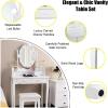 Giantex Vanity Set with Lighted Mirror, Makeup Table with 10 Rose Light, Modern Dressing Desk with Cushioned Stool, 3 Drawers and 360° Rotating Mirror for Bedroom, Vanity Table with Stool (Black)(White)