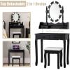 Giantex Vanity Set with Lighted Mirror, Makeup Table with 10 Rose Light, Modern Dressing Desk with Cushioned Stool, 3 Drawers and 360° Rotating Mirror for Bedroom, Vanity Table with Stool (Black)(Black)