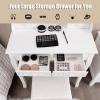Giantex Vanity Set with Lighted Mirror, Makeup Table with 10 Rose Light, Modern Dressing Desk with Cushioned Stool, 3 Drawers and 360° Rotating Mirror for Bedroom, Vanity Table with Stool (Black)(White)