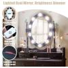 Giantex Vanity Set with Lighted Mirror, Makeup Table with 10 Rose Light, Modern Dressing Desk with Cushioned Stool, 3 Drawers and 360° Rotating Mirror for Bedroom, Vanity Table with Stool (Black)(Espresso)