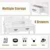 Giantex Vanity Set with Tri-Folding Mirror, Makeup Dressing Table with 4 Drawers and Storage Shelf, Modern Bedroom Bathroom Makeup Vanity Desk with Cushioned Stool for Girls Women (Black)(White)
