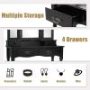 Giantex Vanity Set with Tri-Folding Mirror, Makeup Dressing Table with 4 Drawers and Storage Shelf, Modern Bedroom Bathroom Makeup Vanity Desk with Cushioned Stool for Girls Women (Black)(Black)