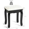 Giantex Vanity Stool Makeup Bench, Upholstered Dressing Stool with Pinewood Legs and Padded Cushion, Modern Bathroom Bedroom Vanity Bench Piano Seat for Girls Women, Black(Black)