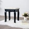 Giantex Vanity Stool Makeup Bench, Upholstered Dressing Stool with Pinewood Legs and Padded Cushion, Modern Bathroom Bedroom Vanity Bench Piano Seat for Girls Women, Black(Black)
