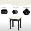 Giantex Vanity Stool Makeup Bench, Upholstered Dressing Stool with Pinewood Legs and Padded Cushion, Modern Bathroom Bedroom Vanity Bench Piano Seat for Girls Women, Black(Black)