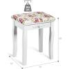 Giantex Vanity Stool Wood Dressing Padded Chair Makeup Piano Seat Make Up Bench w/Rose Cushion (White)(White)
