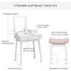 Giantex Vanity Table Set with Flip Top Mirror and Cushioned Stool, Folding Top Flip Mirrored Large Storage Organizer for Home Bedroom Bathroom, Makeup Dressing Table Set with 2 Drawers, White