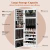 Giantex Wall Door Mounted Jewelry Armoire Cabinet with 47.5″ H Full Length Mirror, 2 LEDs Lockable Jewelry Organizer Box with Bracelet Rod, 2 Drawers, Large Storage Capacity (Black)(White)