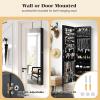 Giantex Wall Door Mounted Jewelry Armoire Cabinet with 47.5″ H Full Length Mirror, 2 LEDs Lockable Jewelry Organizer Box with Bracelet Rod, 2 Drawers, Large Storage Capacity (Black)(Black)