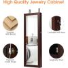 Giantex Wall Door Mounted Jewelry Armoire Cabinet with 47.5″ H Full Length Mirror, 2 LEDs Lockable Jewelry Organizer Box with Bracelet Rod, 2 Drawers, Large Storage Capacity (Black)(Espresso)