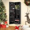 Giantex Wall Mounted Jewelry Cabinet with Full Length Mirror, Over The Door Jewelry Armoire Organizer with Large Storage, Makeup Mirror & Velvet Lining (Brown)(Black)