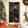 Giantex Wall Mounted Jewelry Cabinet with Full Length Mirror, Over The Door Jewelry Armoire Organizer with Large Storage, Makeup Mirror & Velvet Lining (Brown)(Brown)