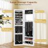 Giantex Wall Mounted Jewelry Cabinet with Full Length Mirror, Over The Door Jewelry Armoire Organizer with Large Storage, Makeup Mirror & Velvet Lining (Brown)(White)