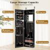 Giantex Wall Mounted Jewelry Cabinet with Full Length Mirror, Over The Door Jewelry Armoire Organizer with Large Storage, Makeup Mirror & Velvet Lining (Brown)(Black)