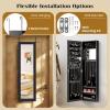 Giantex Wall Mounted Jewelry Cabinet with Full Length Mirror, Over The Door Jewelry Armoire Organizer with Large Storage, Makeup Mirror & Velvet Lining (Brown)(Black)