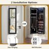 Giantex Wall or Door Mounted Jewelry Cabinet with Full Length Mirror, Over The Door Jewelry Armoire Organizer, Hanging Storage Cabinet with Necklace Hooks, Earring Slots, Ring Slots & Shelves (White)(Black)