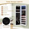 Giantex Wall or Door Mounted Jewelry Cabinet with Full Length Mirror, Over The Door Jewelry Armoire Organizer, Hanging Storage Cabinet with Necklace Hooks, Earring Slots, Ring Slots & Shelves (White)(White)