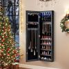 Giantex Wall or Door Mounted Jewelry Cabinet with Full Length Mirror, Over The Door Jewelry Armoire Organizer, Hanging Storage Cabinet with Necklace Hooks, Earring Slots, Ring Slots & Shelves (White)(Black)
