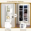 Giantex Wall or Door Mounted Jewelry Cabinet with Full Length Mirror, Over The Door Jewelry Armoire Organizer, Hanging Storage Cabinet with Necklace Hooks, Earring Slots, Ring Slots & Shelves (White)(White)