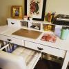 Giantex Writing Desk with 4 Drawer Computer Study Table Removable Floating Organizer 2-Tier Spacious Workstation, Home Office Desk Console Table White Vanity Desk