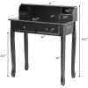 Giantex Writing Desk with 4 Drawers, Removable Floating Organizer 2-Tier Mission Home Computer Vanity Desk for Apartment Small Space, White(Black)