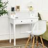 Giantex Writing Desk with 4 Drawers, Removable Floating Organizer 2-Tier Mission Home Computer Vanity Desk for Apartment Small Space, White(White)