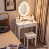 CHARMAID LED Vanity Desk with Lighted Mirror, 10 Dimming Bulbs, 5 Drawers, 3 Storage Organizers, Makeup Vanity Desk with Stool, Bedroom Dressing Table, Gift for Girls Women (White)(White)