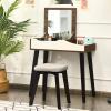 CHARMAID Makeup Vanity Desk with Flip Top Mirror, 3 Drawers, 7 Storage Compartments, White Writing Desk Dressing Table Vanity Set with Cushioned Stool for Kids Girls Women, Easy Assembly(Brown)