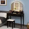 CHARMAID Makeup Vanity Desk with Lights and Mirror, Tri-Folding Lighted Mirror with 3 Color Modes, Vanity Table Set with 6 Drawers, 12 Storage Compartments & Cushioned Stool for Bedroom, Black(Black)