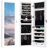 Giantex 15 LEDs Jewelry Armoire, Wall Mounted or Door Hanging, Lockable Jewelry Cabinet with Full Length Mirror, Large Storage Jewelry Organizer Box Armoire for Girls Women (14.5″W x 3.5″D x 47.5″H)(14.5″W x 4″D x 47.5″H)