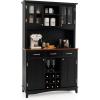 Giantex Buffet Hutch Cabinet, Kitchen Hutch Sideboard, Buffet Cabinet on Storage Island, Wood Kitchenware Server with 3 Large Drawers and 9 Wine Bottle Modules (White)(Black)