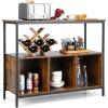 Giantex Buffet Sideboard, Wooden Cupboard, Kitchen Pantry w/Spacious Countertop, Large Open Shelf, 3 Cube Storage Cabinet, Sturdy Rustproof Steel Frame, Modern Stationary Island, Brown & Black(Brown&black)