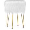 Giantex Faux Fur Vanity Stool Chair, Pink Round Furry Makeup Stool with Adjustable Footings, Fluffy Padded Seat, 4 Metal Legs, Small Ottoman Foot Rest for Living Room, Bedroom, Makeup Room, Entryway(White)