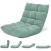 Giantex Folding Floor Chair with Back Support, 14 Adjustable Position, Padded Sleeper Bed, Couch Recliner, Gaming Floor Chairs for Adults, Meditation, Living Room (Grey)(Green)