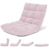 Giantex Folding Floor Chair with Back Support, 14 Adjustable Position, Padded Sleeper Bed, Couch Recliner, Gaming Floor Chairs for Adults, Meditation, Living Room (Grey)(Light Pink)