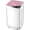 Giantex Full-Automatic Washing Machine Portable Washer and Spin Dryer 7.7 lbs Capacity Compact Laundry Washer with Built-in Barrel Light Drain Pump and Long Hose for Apartments Camping (White & Pink)(White & Pink)