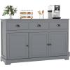 Giantex Sideboard Buffet Server Storage Cabinet Console Table Home Kitchen Dining Room Furniture Entryway Cupboard with 2 Cabinets and 3 Drawers Adjustable Shelves, Gray(Grey)