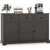 Giantex Sideboard Buffet Server Storage Cabinet Console Table Home Kitchen Dining Room Furniture Entryway Cupboard with 2 Cabinets and 3 Drawers Adjustable Shelves, Gray(Brown)