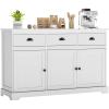Giantex Sideboard Buffet Server Storage Cabinet Console Table Home Kitchen Dining Room Furniture Entryway Cupboard with 2 Cabinets and 3 Drawers Adjustable Shelves, Gray(White)